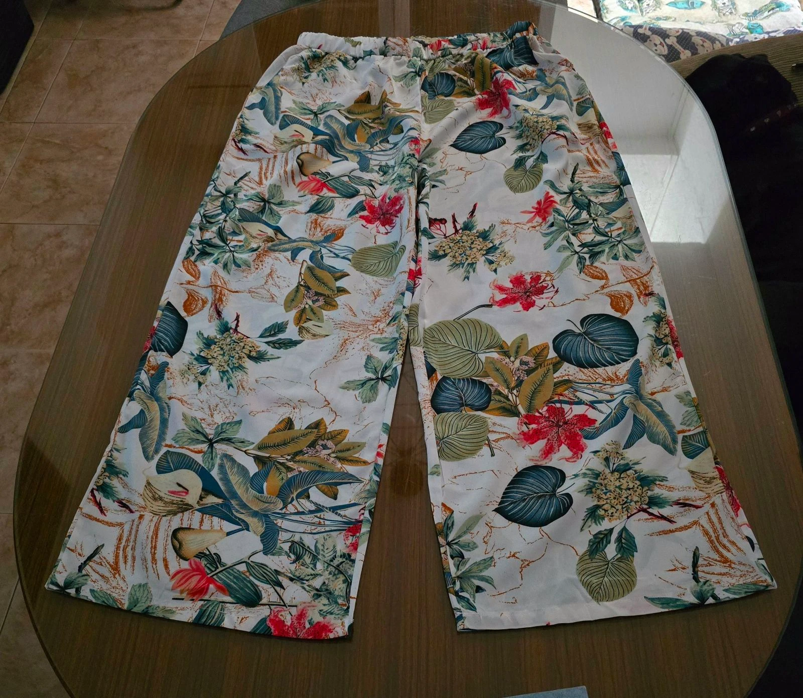 Tropisch bedrukte vloeiende broek – Maat 1XL – photo 2